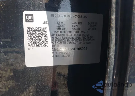 2022 Chevrolet Malibu Fwd Premier from USA, damaged, VIN 1G1ZE5SX6NF105025